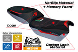 Funda de asiento Tappezzeria Italia TPZ Comfort para Ducati Multistrada V4 Rally 2023-2025 en rojo, plata y negro