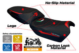 Funda de asiento Tappezzeria Italia TPZ Ultragrip para Ducati Multistrada V4 Rally 2023-2025 en rojo y negro