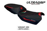 Funda de asiento Tappezzeria Italia TPZ Ultragrip para Ducati Multistrada V4 Rally 2023-2025 en rojo y negro