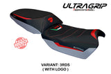 Funda de asiento para Ducati Multistrada V4 Rally 2023-2025 Tappezzeria Italia TPZ Ultragrip en rojo y plata