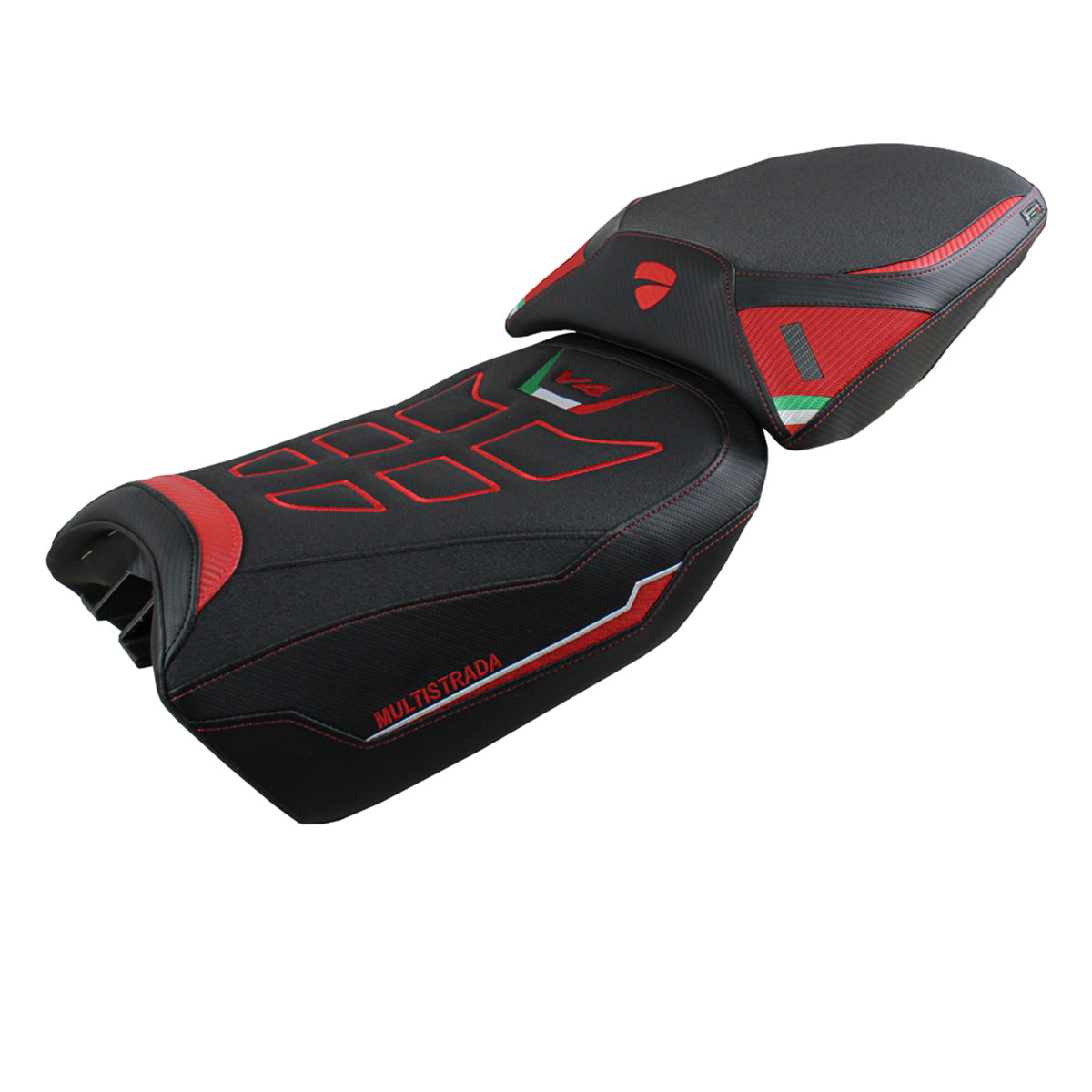 Funda de asiento para Ducati Multistrada V4 Pikes Peak 2022-2025 Tappezzeria Italia TPZ Ultragrip en rojo