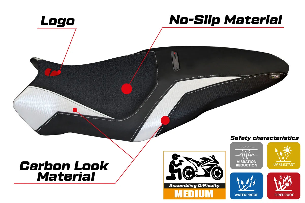 Ducati Monster 1200R 2016-2019 Seat Cover TPZ Italia UltraGrip White Black