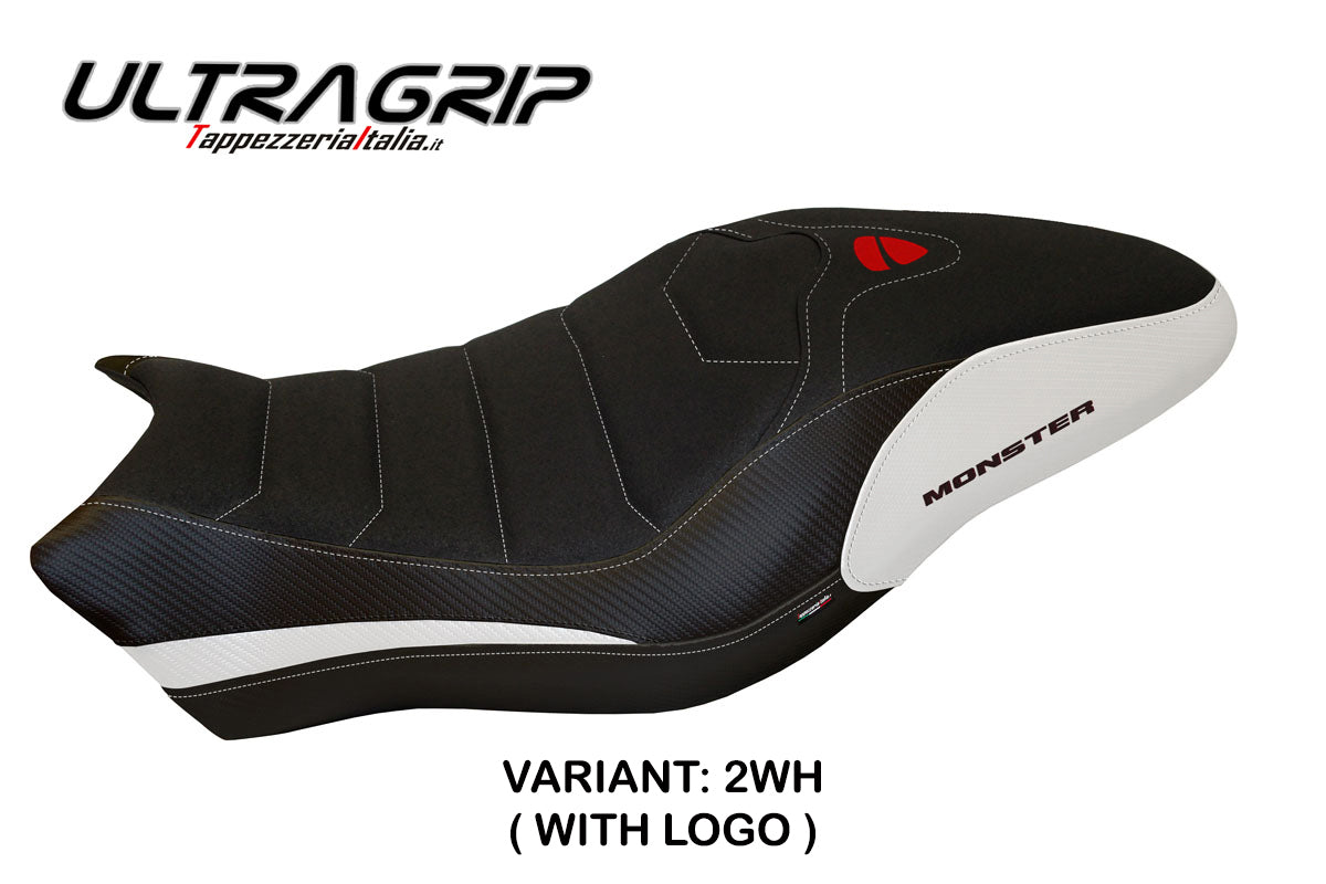 Funda de asiento Tappezzeria Italia TPZ Ultragrip para Ducati Monster 797 2017-2020 en blanco