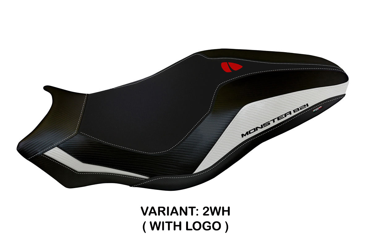 Funda de asiento Tappezzeria Italia TPZ para Ducati Monster 821 1200 2017-2020 en blanco y negro