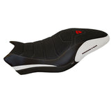 Funda de asiento Tappezzeria Italia TPZ Ultragrip para Ducati Monster 821 1200 2017-2020 en blanco y negro