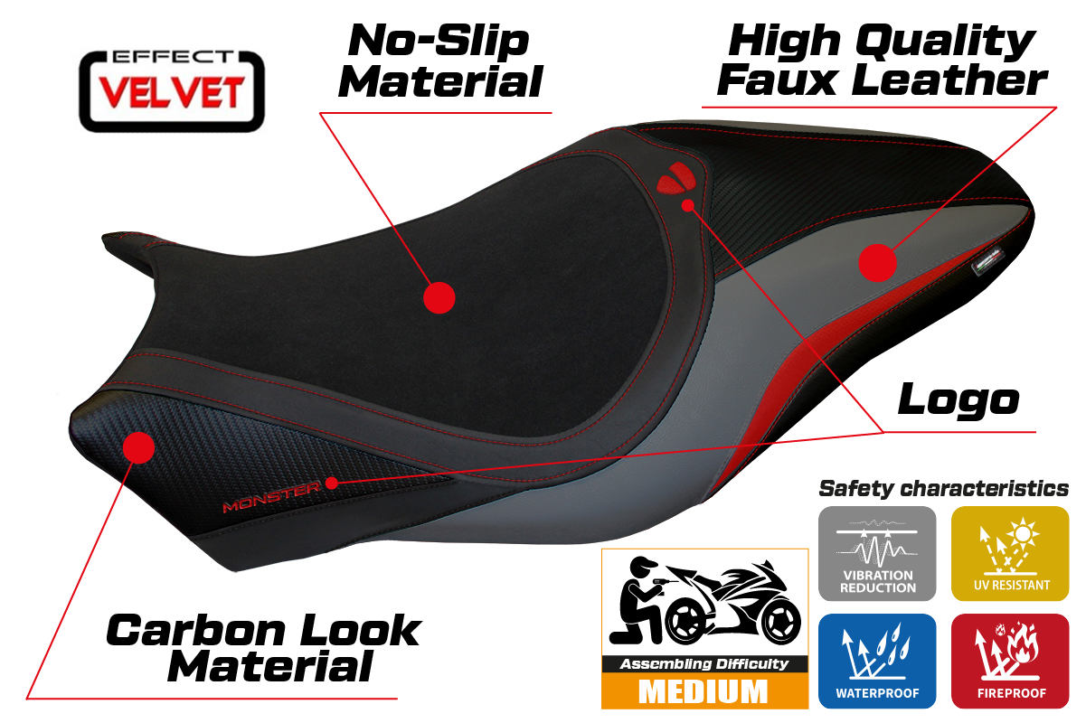 Ducati Monster 821 1200 2014-2016 Seat Cover TPZ Italia Velvet Grey