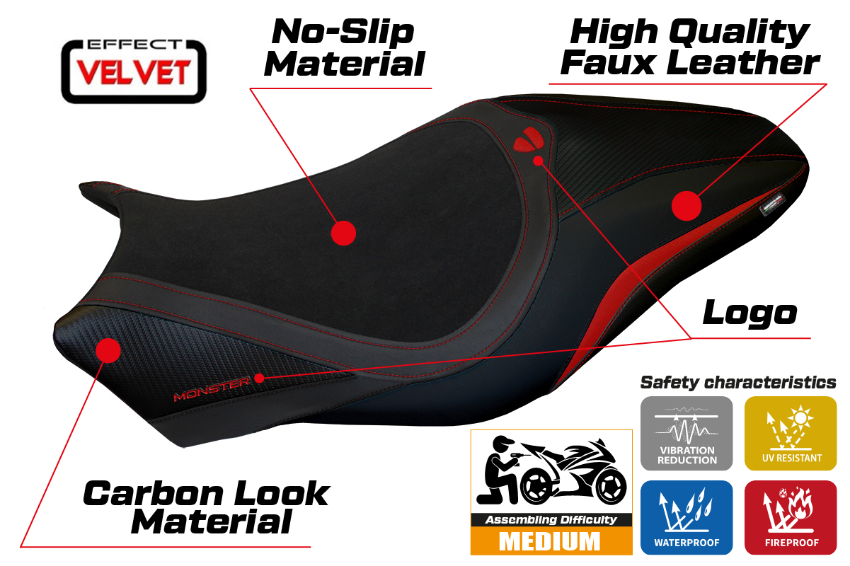 Ducati Monster 821 1200 2014-2016 Seat Cover TPZ Italia Velvet Black