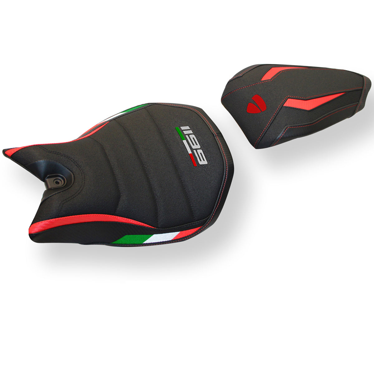 Funda de asiento Tappezzeria Italia TPZ Ultragrip para Ducati Panigale 1199 2011-2015 en rojo y negro