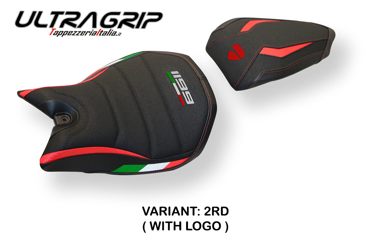 Funda de asiento Tappezzeria Italia TPZ Ultragrip para Ducati Panigale 1199 2011-2015 en rojo y negro