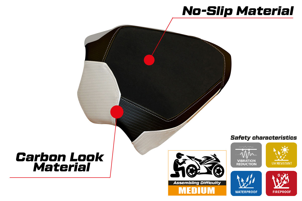 Ducati Panigale V4 Passenger 2018-2024 Seat Cover Tappezzeria Italia TPZ in White and Black