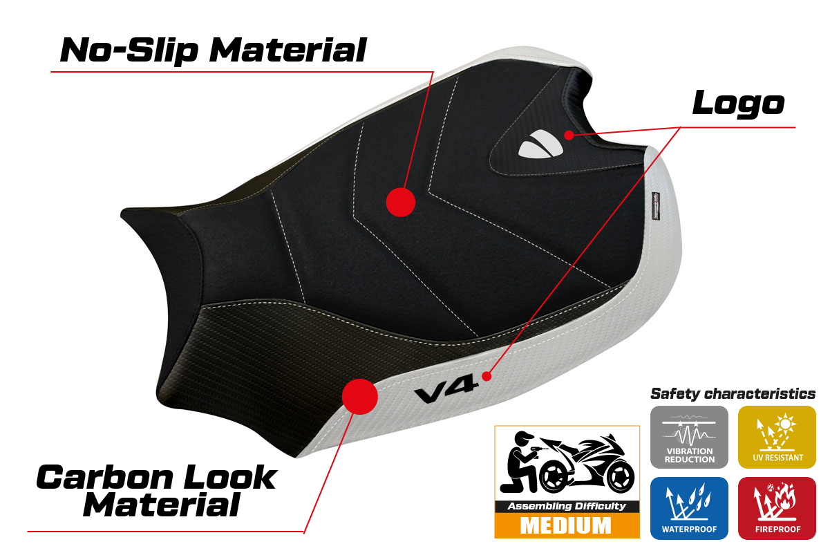 Ducati Panigale V4 2018-2024 Seat Cover TPZ Italia Grip White