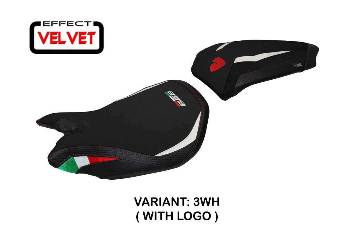 Funda de asiento Tappezzeria Italia TPZ para Ducati Panigale 899 2013-2015 en blanco y negro