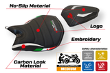 Funda de asiento Tappezzeria Italia TPZ Ultragrip para Ducati Panigale 959 2016-2018 en blanco y negro