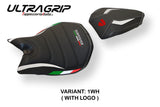 Funda de asiento Tappezzeria Italia TPZ Ultragrip para Ducati Panigale 959 2016-2018 en blanco y negro
