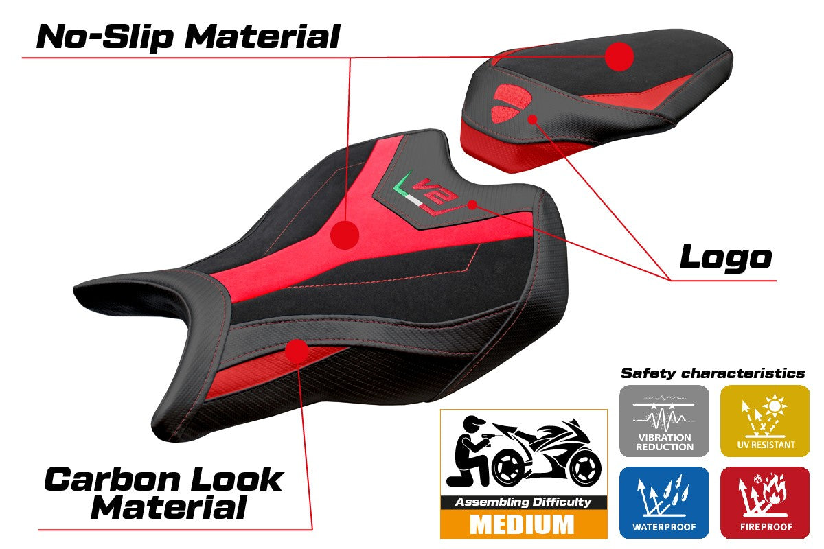 Ducati Panigale V2 2025 Seat Cover Tappezzeria Italia TPZ Velvet Red Black