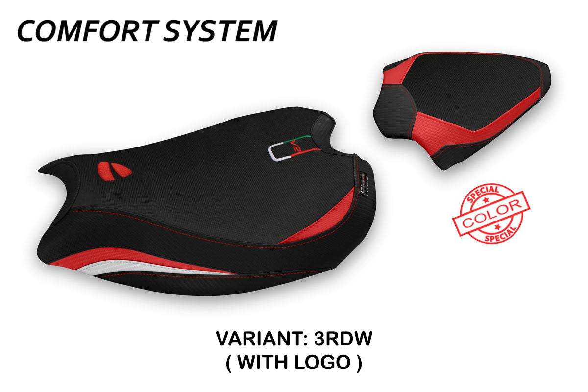 Funda de asiento para Ducati Panigale V2 2020-2024 Tappezzeria Italia TPZ Comfort en rojo y blanco