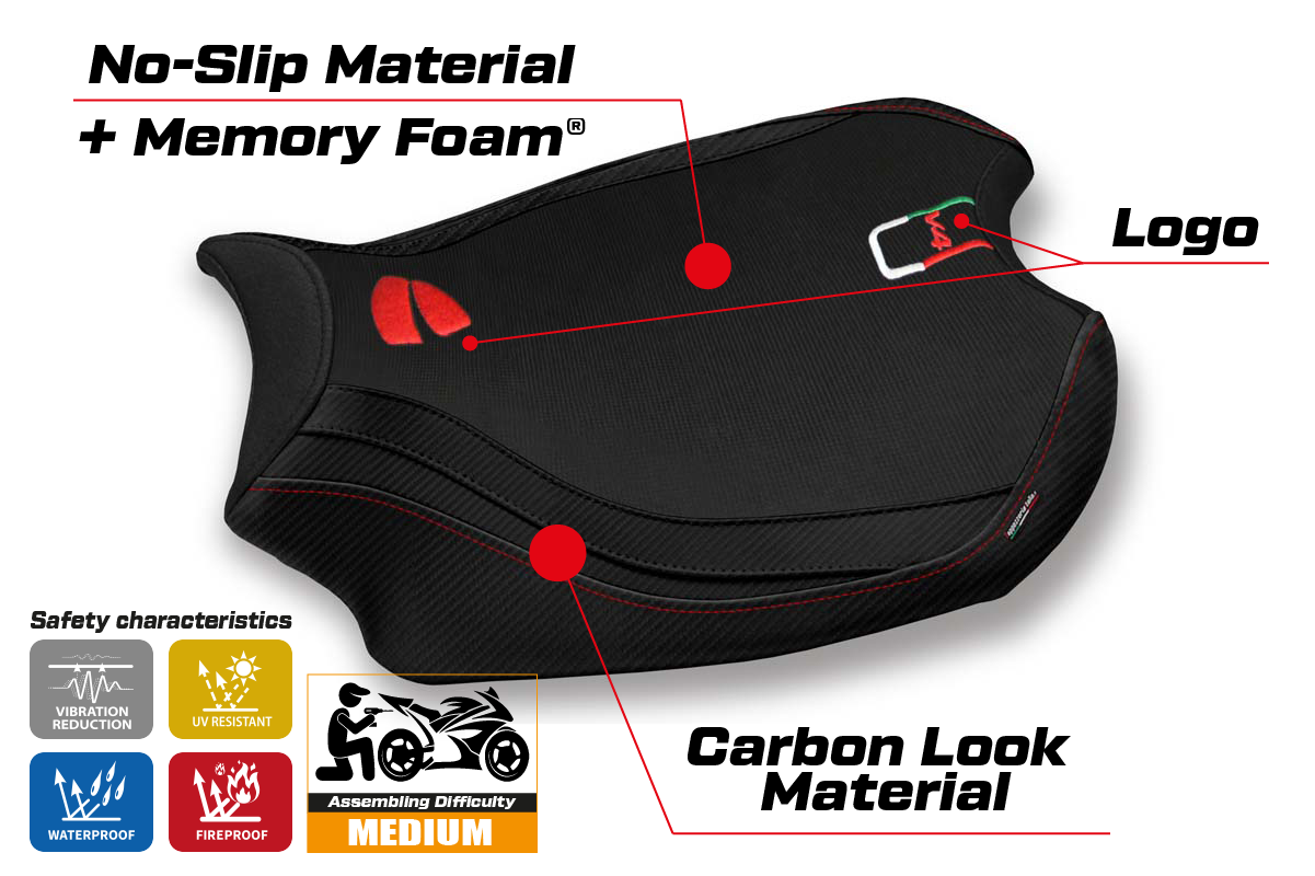 Funda de Asiento Ducati Panigale V4 2018-2024 Tappezzeria Italia TPZ Comfort en Negro