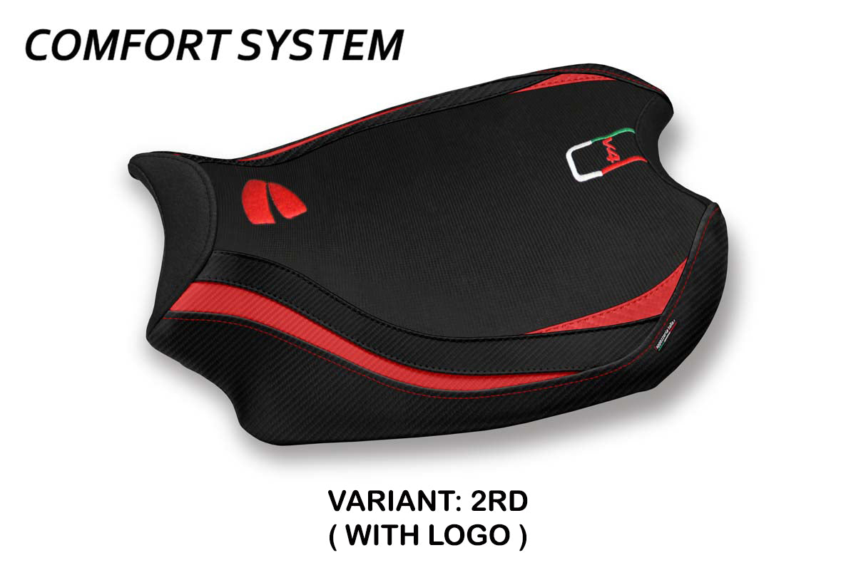 Funda de asiento para Ducati Panigale V4 2018-2024 Tappezzeria Italia TPZ Comfort en rojo y negro