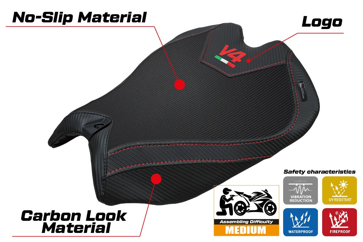 Funda Asiento Ducati Panigale V4 2025 Tappezzeria Italia TPZ Logo Negro V4