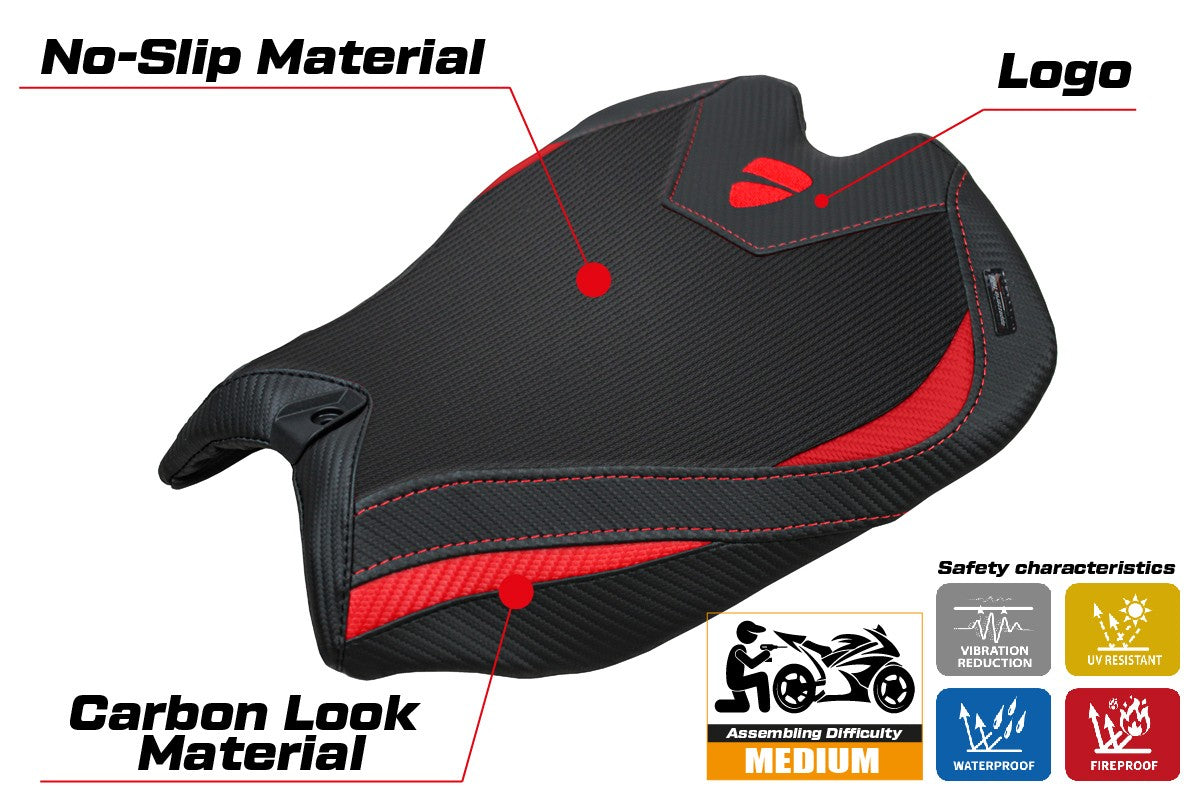 Funda Asiento Ducati Panigale V4 2025 Tappezzeria Italia TPZ Rojo Negro Logo Ducati