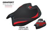 Funda de asiento para Ducati Panigale V4 2025 Tappezzeria Italia TPZ Comfort Rojo Negro Logo V4