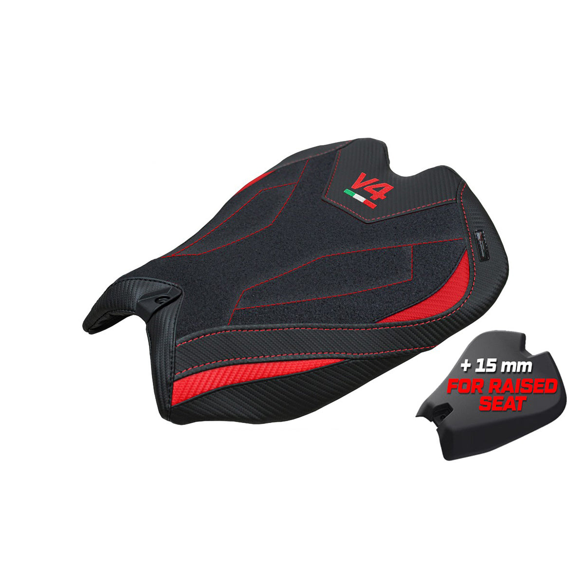 Funda Asiento Ducati Panigale V4 2025 Tappezzeria Italia TPZ Ultragrip Rojo Negro Logo V4