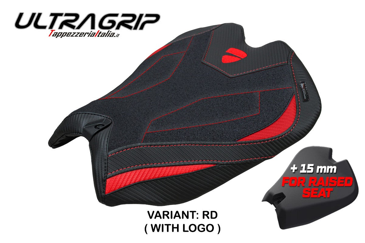 Funda Asiento Ducati Panigale V4 2025 Tappezzeria Italia TPZ Ultragrip Rojo Negro Logo Ducati