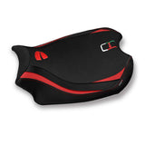 Funda de asiento Tappezzeria Italia TPZ para Ducati Panigale V4 2018-2024 en rojo y negro