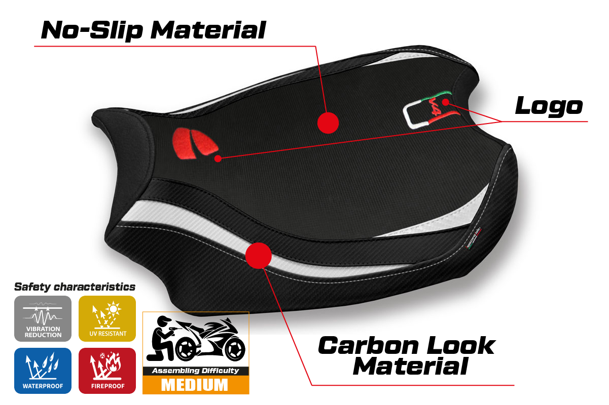 Ducati Panigale V4 2018-2024 Seat Cover Tappezzeria Italia TPZ in White and Black