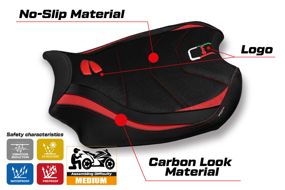Funda Asiento Ducati Panigale V4 2018-2024 Tappezzeria Italia TPZ Ultragrip en Rojo