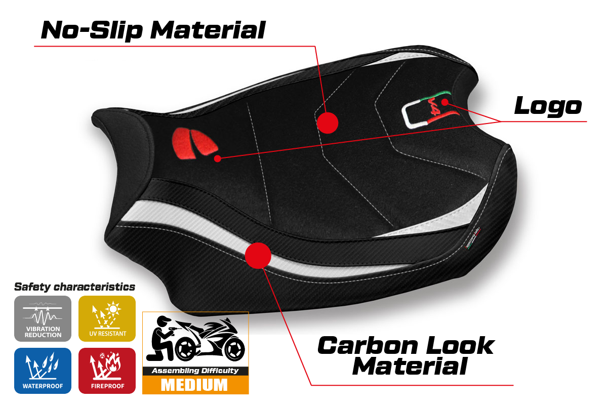 Ducati Panigale V4 2018-2024 Seat Cover Tappezzeria Italia TPZ Ultragrip in White