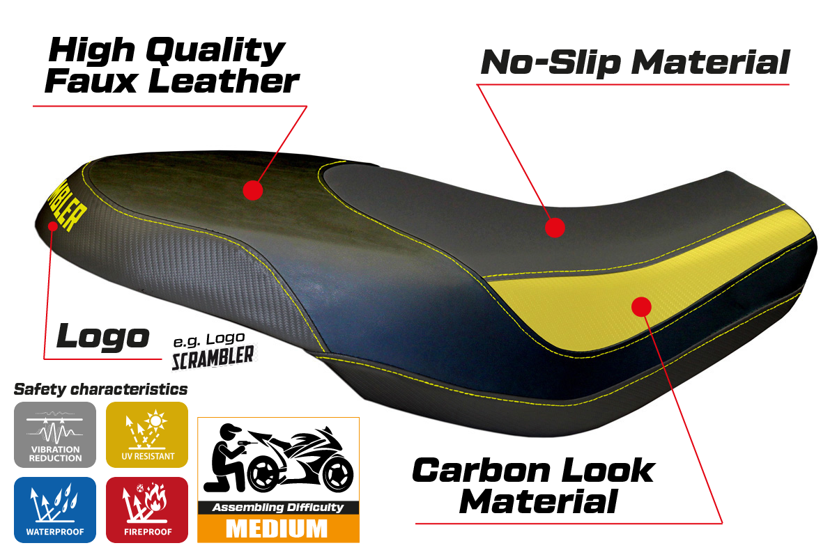 Ducati Scrambler 400 800 1100 2015-2024 Seat Cover TPZ Italia Yellow