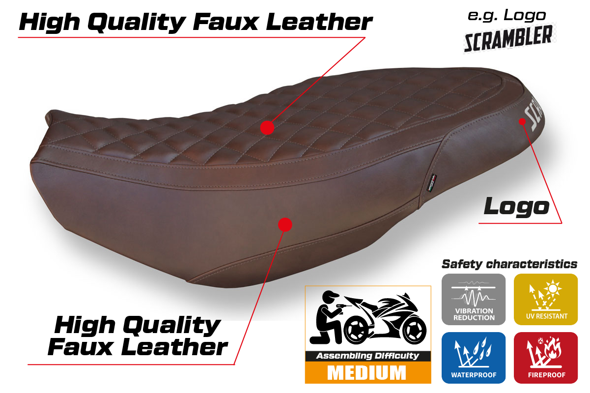 Ducati Scrambler 400 800 1100 2015-2024 Seat Cover Tappezzeria Italia TPZ in Vintage Brown