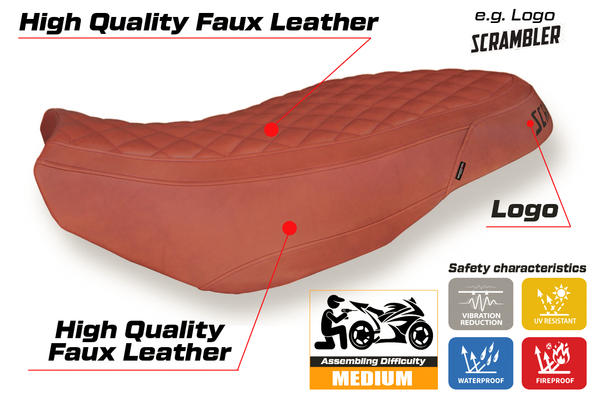 Ducati Scrambler 400 800 1100 2015-2024 Funda de asiento Tappezzeria Italia TPZ en Ladrillo Vintage