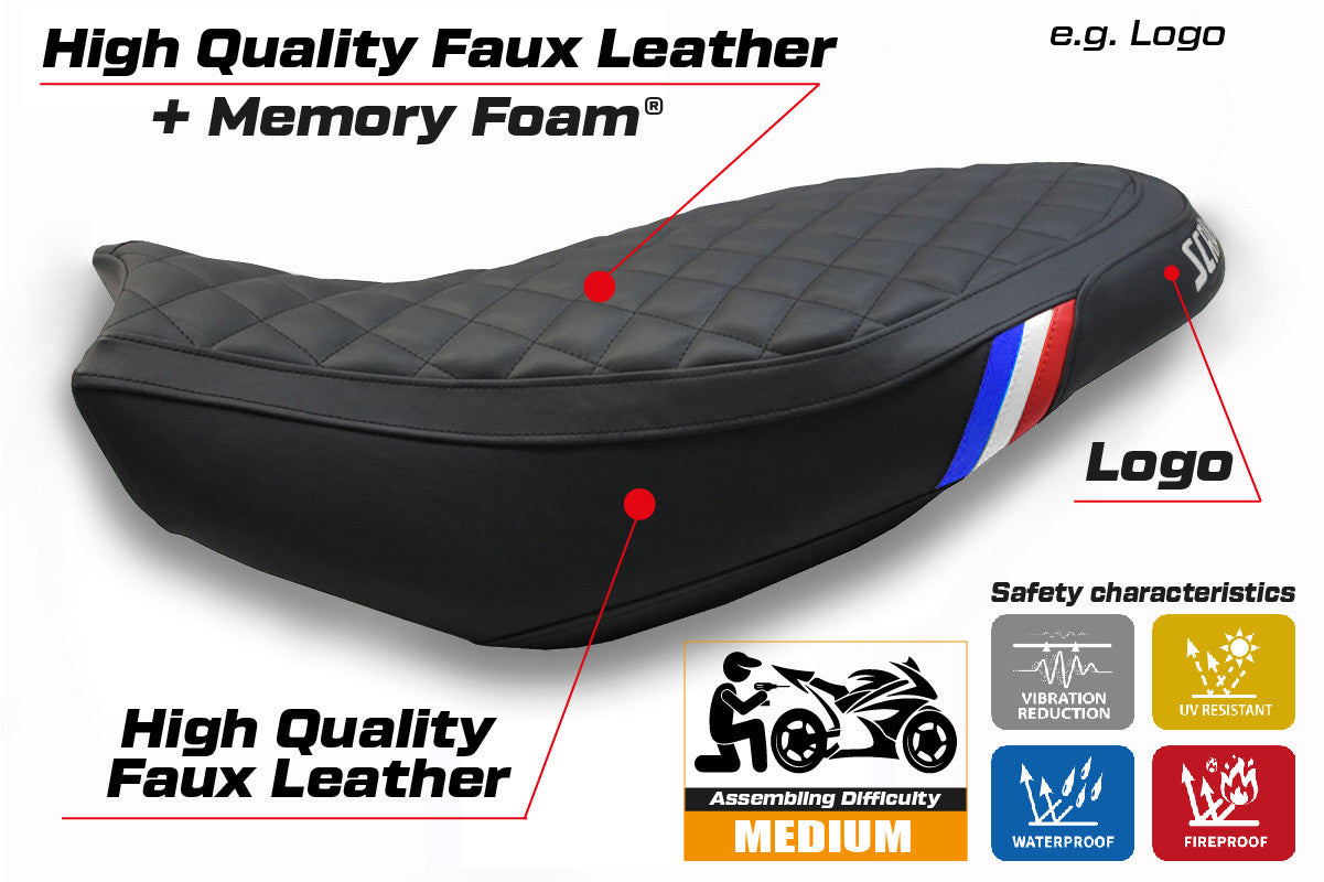 Ducati Scrambler 400 800 1100 2015-2024 Seat Cover TPZ Italia Comfort Blue White