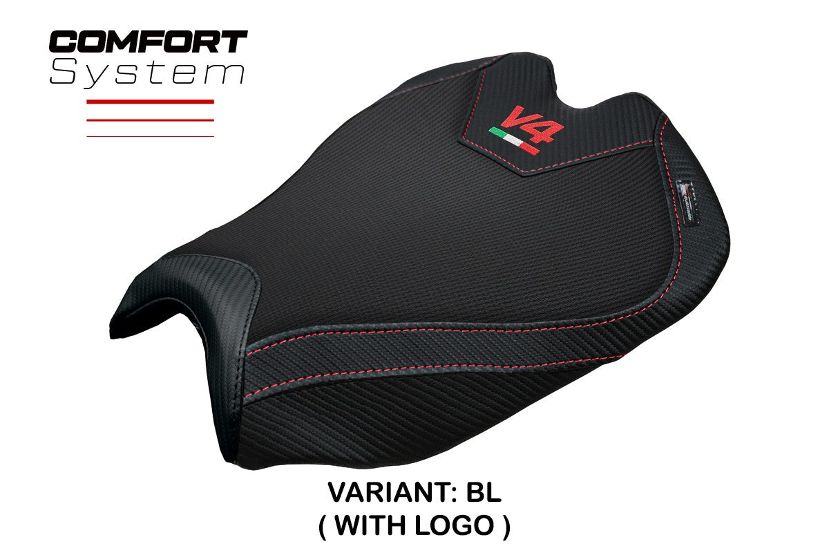 Funda de asiento para Ducati Streetfighter V4 2025 Tappezzeria Italia TPZ Comfort Black Logo V4