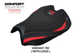 Funda de asiento para Ducati Streetfighter V4 2025 Tappezzeria Italia TPZ Comfort Rojo Negro Logo V4