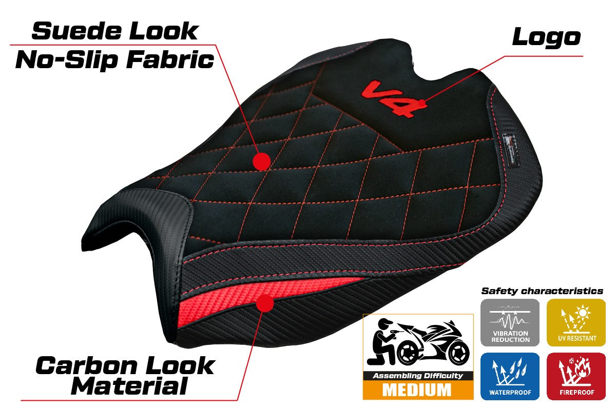 Ducati streetfighter V4 2025-2026 Seat Cover Tappezzeria Italia TPZ Red Black SE Logo V4