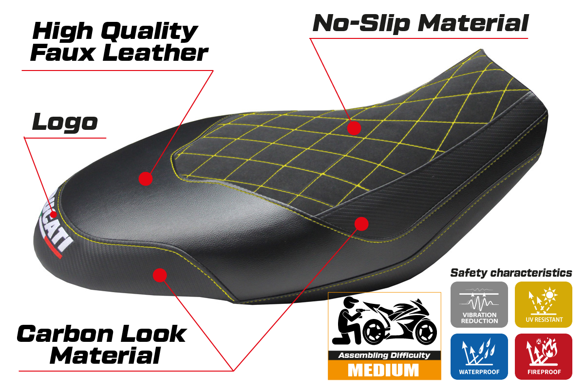 Ducati Scrambler 400 800 1100 2015-2024 Seat Cover TPZ Italia Velvet Yellow