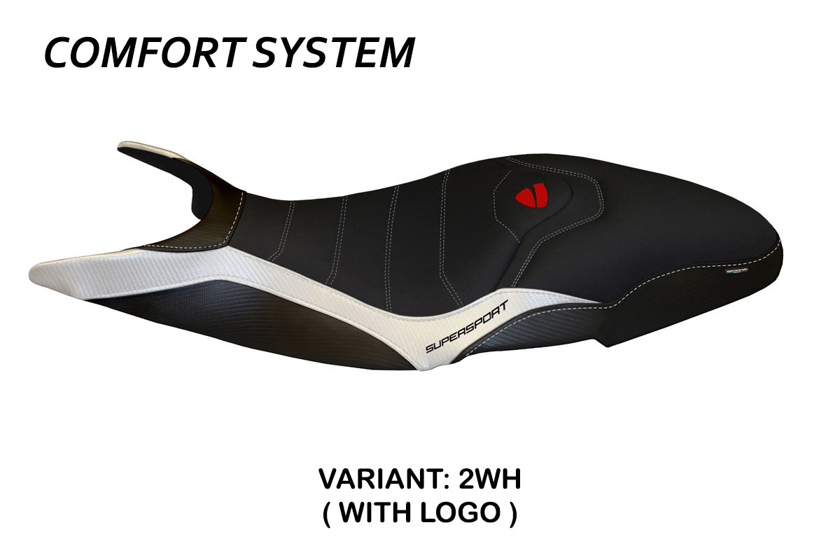 Ducati Super Sport 950S 2017-2024 Seat Cover Tappezzeria Italia TPZ Comfort in White and Black