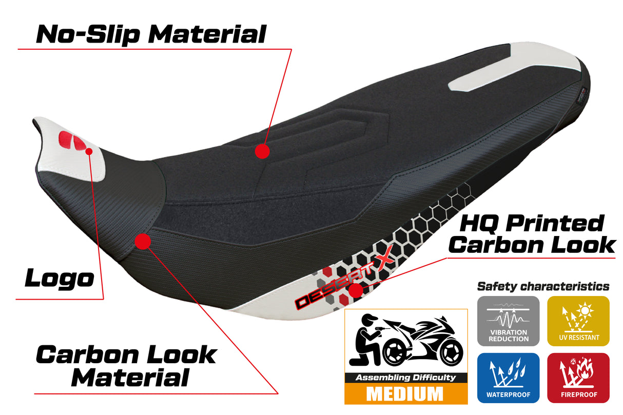 Funda de asiento para Ducati Desert X Rally 2022-2025 Tappezzeria Italia TPZ Ultragrip en blanco especial