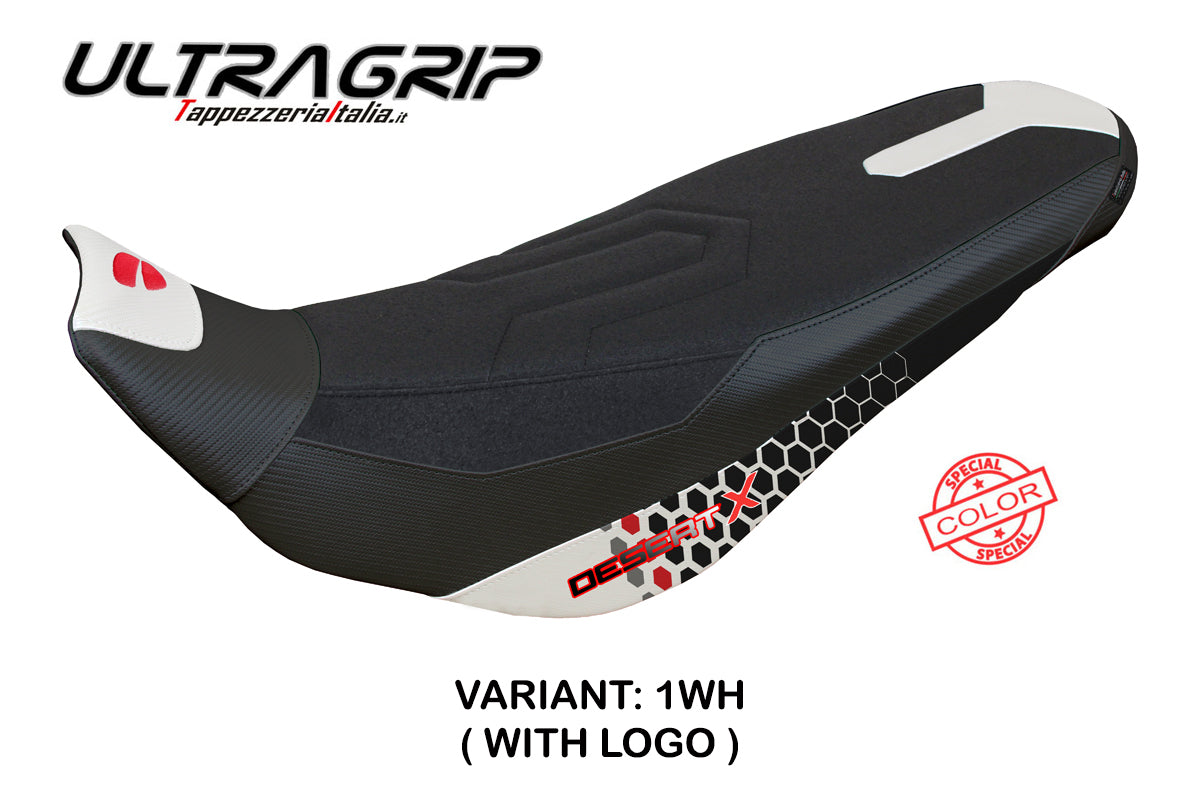Funda de asiento para Ducati Desert X Rally 2022-2025 Tappezzeria Italia TPZ Ultragrip en blanco especial