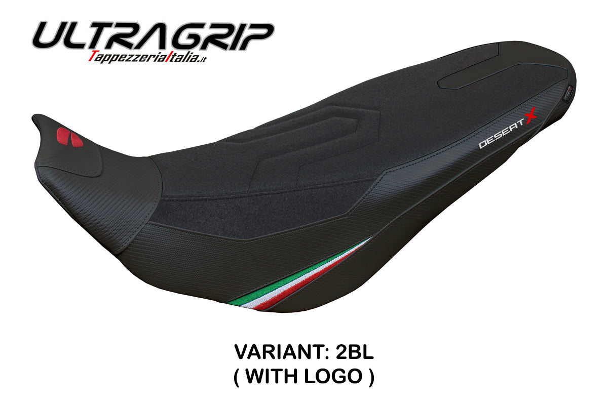 Funda de asiento Tappezzeria Italia TPZ Ultragrip para Ducati Desert X Rally 2022-2025 en negro