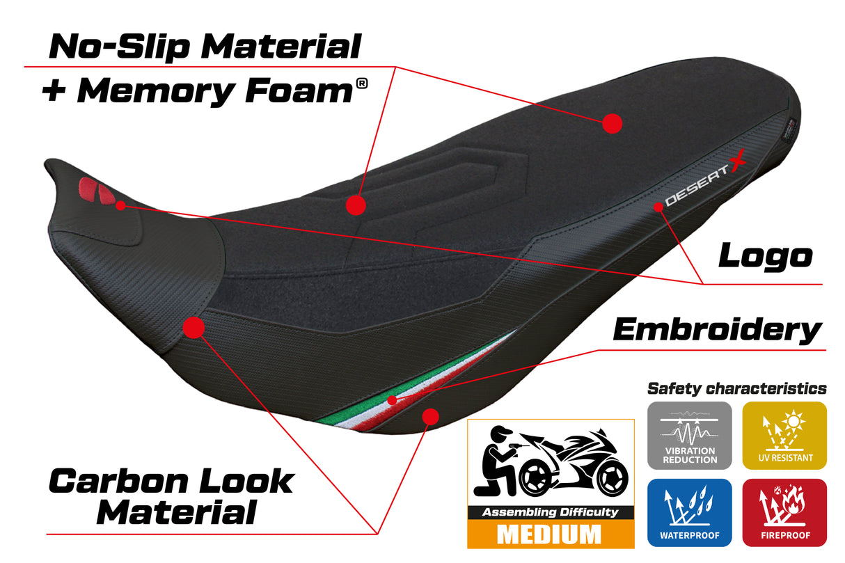 Funda de asiento para Ducati Desert X Rally 2022-2025 Tappezzeria Italia TPZ en Keren Comfort Black