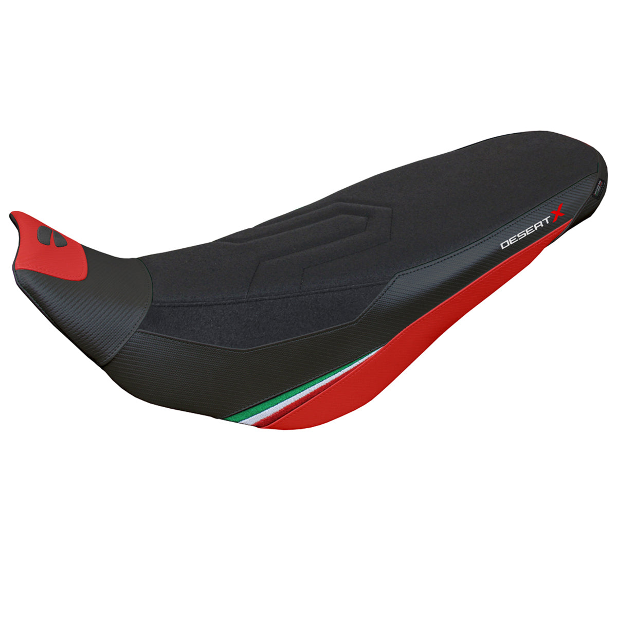 Funda de asiento Tappezzeria Italia TPZ para Ducati Desert X Rally 2022-2025 en Keren Comfort Rojo y Negro