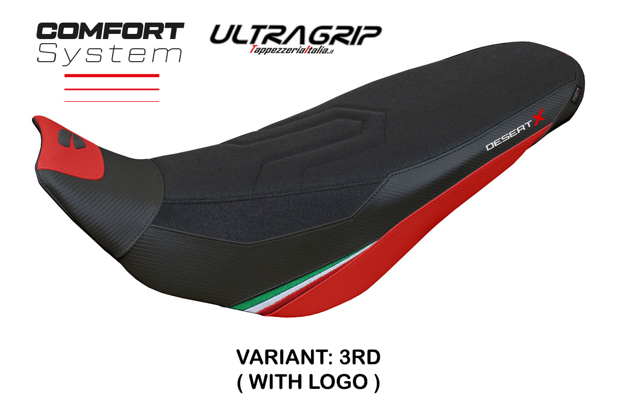 Funda de asiento Tappezzeria Italia TPZ para Ducati Desert X Rally 2022-2025 en Keren Comfort Rojo y Negro