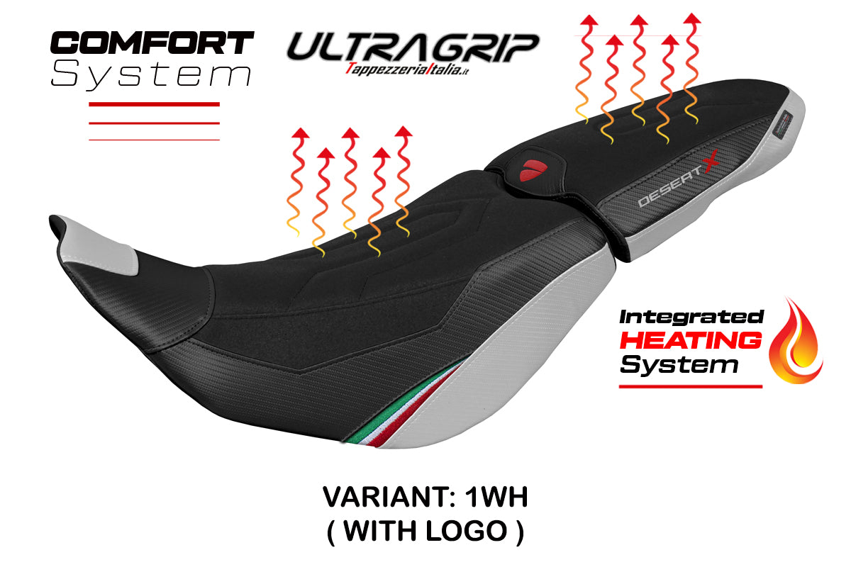 Ducati Desert X 2022-2025 Seat Cover Tappezzeria Italia TPZ Heated Ultragrip Comfort White