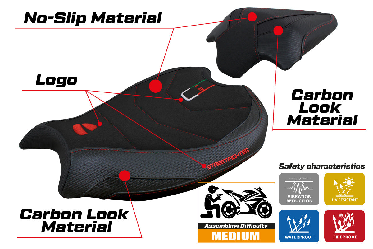 Ducati Streetfighter V2 2022-2024 Seat Cover Tappezzeria Italia TPZ Ultragrip in Black