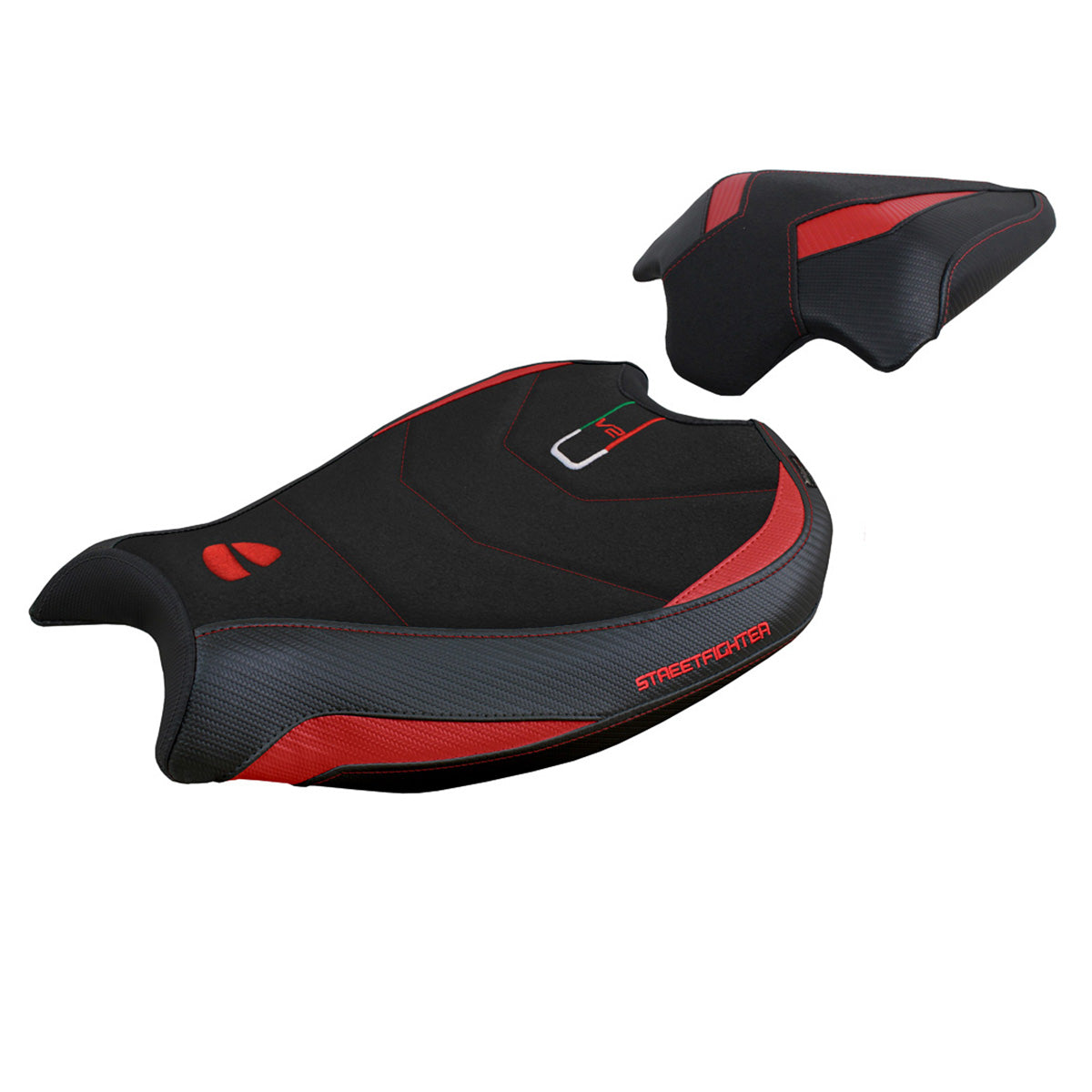 Ducati Streetfighter V2 2022-2024 Seat Cover Tappezzeria Italia TPZ Ultragrip in Red and Black