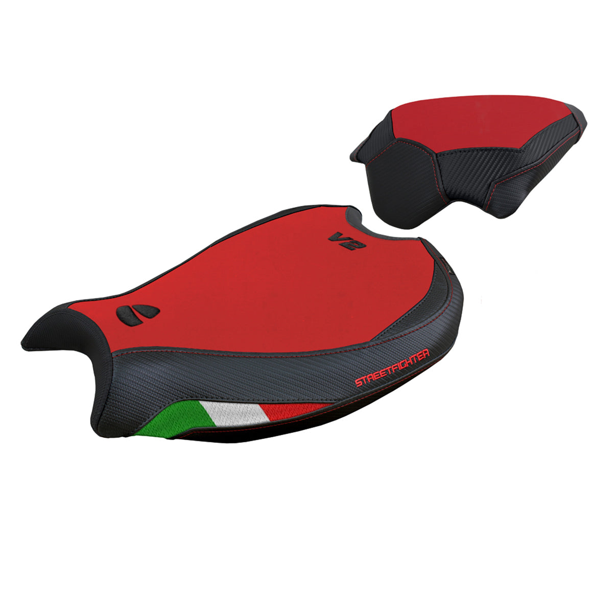 Ducati Streetfighter V2 2022-2024 Seat Cover Tappezzeria Italia TPZ in Velvet Comfort Red and Black